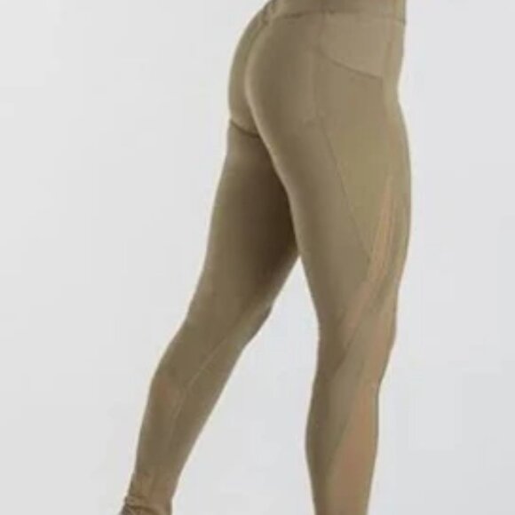 Gymshark Sleek Sculpture Mesh Leggings Womens S Olive Green - Picture 1 of 6